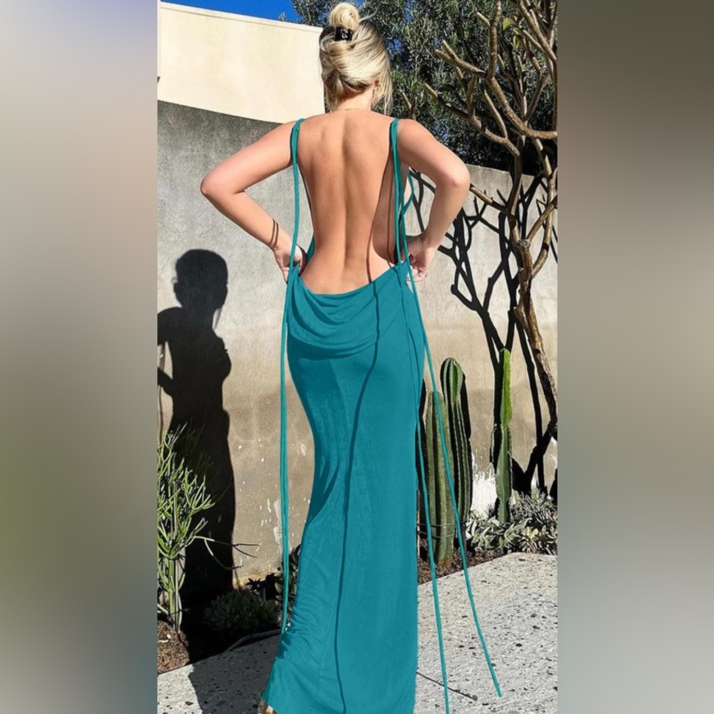 2025 Backless Bodycon Spaghetti Strap Halter Formal Cocktail Dress Wedding Guest